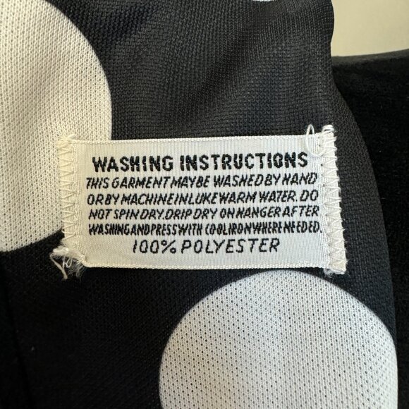 1960s Jean Lang Black & White Polka Dot Sleeveless Maxi Dress with Collar VTG - Picture 5 of 7